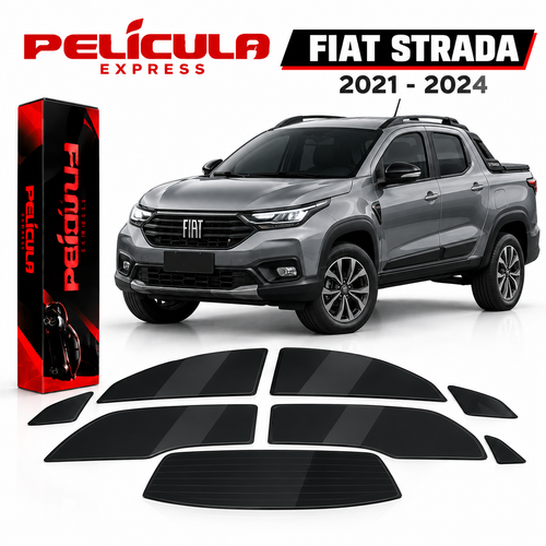 Película Automotiva Fiat Strada 2021-2024 Nano Cerâmica Térmica Pré-cortada Anti Calor Proteção Uv
