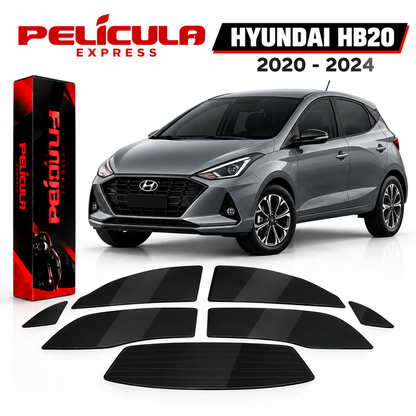 Película Automotiva Hyundai HB20 2020-2024 Nano Cerâmica Térmica Pré-cortada Anti Calor Proteção Uv