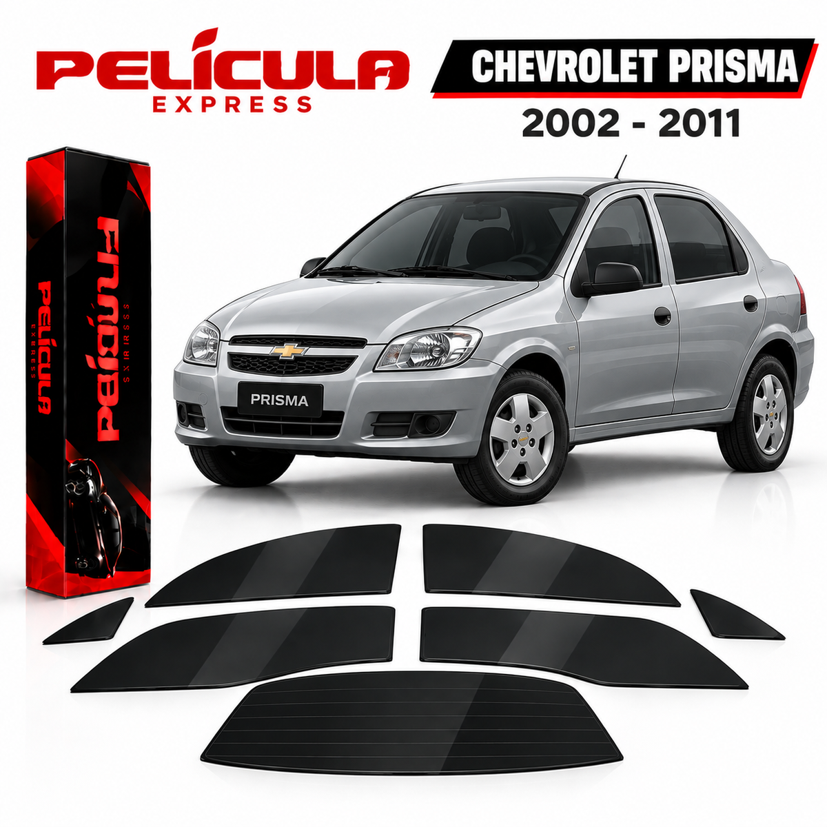 Película Automotiva Chevrolet Prisma 2002-2011 Nano Cerâmica Térmica Pré-cortada Anti Calor Proteção Uv